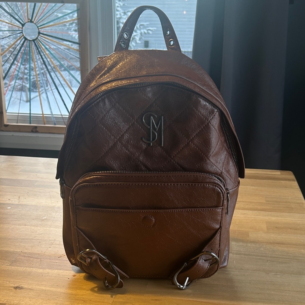 Steve Madden Sac à dos pour femme, Matelassé brun., Taille unique vegan